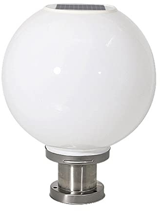 Lampada da esterno a colonna, a forma di palla bianca, a forma di palla, a energia solare, in acciaio inossidabile, impermeabile, a forma di palla rotonda, a LED, per giardino, villa, recinzione, pont