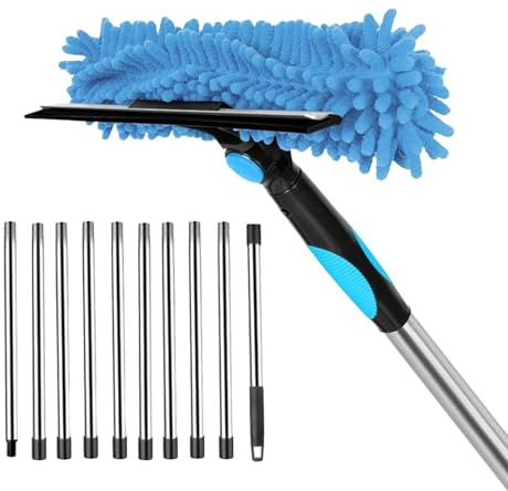 Spolverino Estendibile,Spolverino Lungo per Soffitti Alti - Kit per Rimuovere Polvere e Forniture per Pulizia, Utensili Riutilizzabili per Finestre, Mobili, Ventilatore da Soffitto, Ragnatele