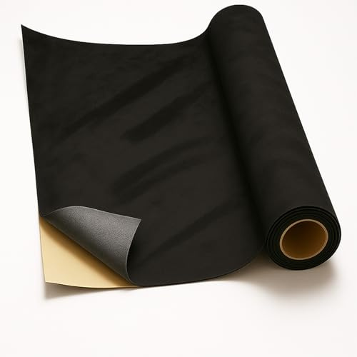 Self-Adhesive Suede Decorative Film for Car - Headliner/Dash/Door/Trunk | Stretchable & Scratchproof Ultra-Fiber Leather | DIY Peel & Stick 10x59 Black Pro-Grade Curved (Black, 10x59)