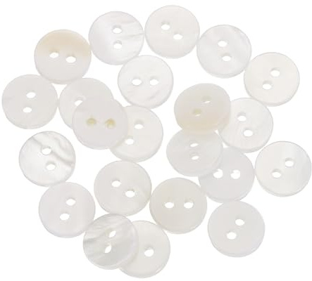 QUARKZMAN 22Pcs Boutons En Nacre Naturelle, 2 Trou 10mm Boutons En Nacre Pour Chemise Vêtements Manteaux Costumes Veste Jeans Jupes Couture Artisanat DIY Décoration, Blanc