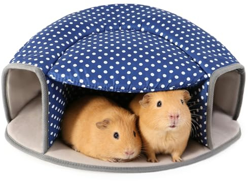 HeNdShe Guinea Pig Hideout Tunnel Bed, Washable Soft Small Animal Hideaway for Ferret, Chinchilla, Dwarf Bunny - House Pet Cage Accessory