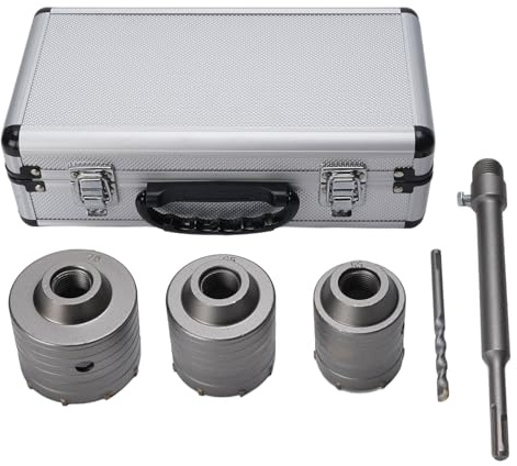 Sahgsa Kit de scies cloches de qualité supérieure pour béton - 55 mm, 65 mm, 75 mm de diamètre, 50 mm de profondeur pour un perçage efficace dans les briques creuses et les murs en ciment