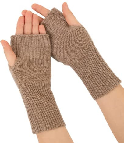 Prettystern Unisex 2-fädige dick gestrickte Kaschmir Pulswärmer Halb-handschuhe Hand-Stulpen Fingerlose