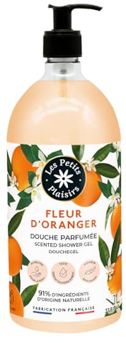 Les Petits Plaisirs – Gel douche Fleur d’Oranger 1L – Pour toute la famille dès 3 ans – 91% d’origine naturelle, pH neutre sans savon