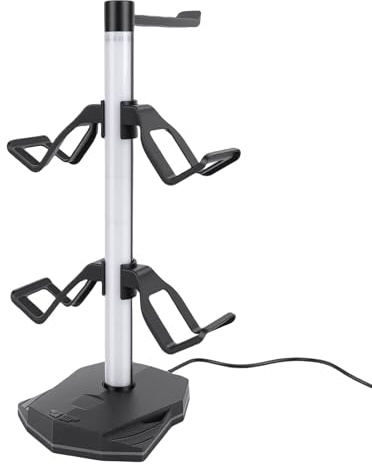XUMIUZIY Controller and Headphone Stand with RGB Light, 4 Controller Holder and 1 Headset Stand with USB Type C Port