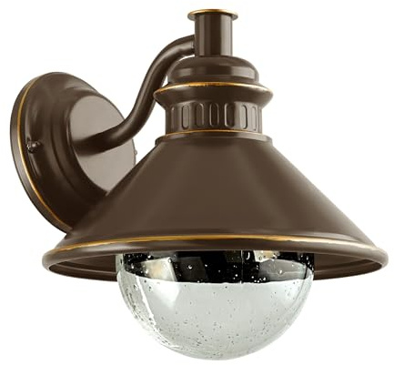 EGLO Außen-Wandlampe Albacete, 1 flammige Außenleuchte | Wandleuchte aus Stahl verzinkt, Glas: klar mit Lufteinschlüssen, Farbe: Braun, kupfer, Fassung: E27, IP44