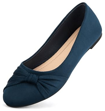 MaxMuxun Damen Ballerinas Frühjahr Sommer Vintage Mokassin Flache Loafer Dunkelblau Blau Größe 37 EU