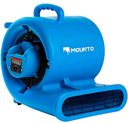 Mounto 1/3hp Air Mover 2000cfm Carpet Dryer Blower Floor Drying Fan - 3-Speed Air Mover w/Dual GFCI Outlet, 25ft Power Cord for Drying, Cooling, Air Circulation