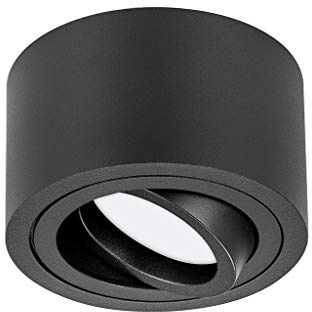 TEVEA Premium Deckenleuchte Aufbauspot Flach | Led Modul IP44 230V 7W 3 Step Dimmbar austauschbar | Deckenspot auch fürs Bad (Matt Schwarz - Warmweiss)