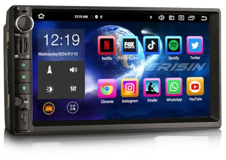ERISIN 8-Kern 4GB+64GB Android 14 Doppel Din Universal GPS mit Navi Autoradio Bluetooth Für Nissan 7 Zoll Touchscreen Unterstützt Touchscreen DAB+ Kabellos CarPlay Android Auto DSP A2DP DVB-T2 WiFi
