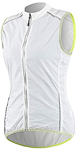 IQOAIJ Fahrradweste Damen Reflektierend Windstopper Winddicht Laufweste Atmungsaktiv Softshell Weste Outdoor Frauen Warnweste Fahrrad,Weiß,XL