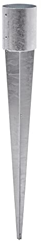 TRIBECCO Manicotto per legni rotondi, zincato a caldo, supporto per pali, rotondo, manicotto a terra, ancoraggio, in acciaio, argento, ancoraggio a terra per recinzioni, palizzate (fi 120 mm/900 mm)