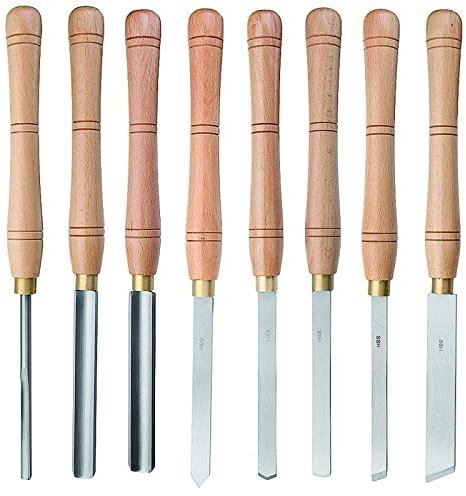 Holz Drehbank Meißel Set Holzbearbeitung Drehen Werkzeug Set 8pc HSS Klingen Hartholz Griffe High Craft Carving Messer DIY Handwerkzeuge