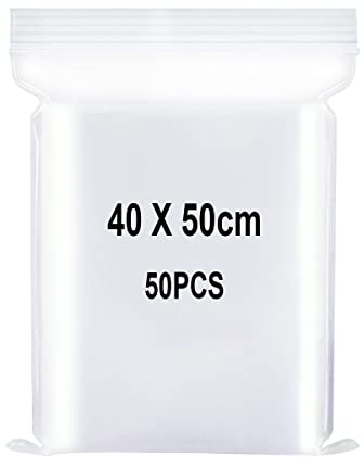 Bolsas de Plástico Transparentes Resellables, Bolsa sellada, Bolsa de Almacenamiento, Bolsa de Cremallera, Aplican a Edredón, Manta, Almacenamiento de Vestimenta etc. 40x50cm 50Piezas