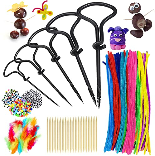 446 PCS Kastanienbohrer Set, Kastanienbohrer mit Halter, Kastanienhalter Bastelset, Kastanien Bastelset Kinder, Bohrer für Kastanien 1,5-5 mm, Herbstbasteln Kinder Set,Mit DIY Bastel Zubehör