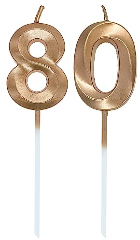 Velas de Cumpleaños con Números Velas Cumpleaños Decoracion Tartas Cumpleaños Toppers de Pastel Decorativo,para Fiesta de Cumpleaños Boda Aniversario Celebración Champán (Número 80)