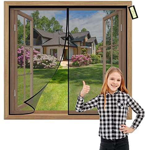 Zanzariera Magnetica Finestra 55x140cm Nero Zanzariere su Misura su Misura Facile Montaggio Rete Anti Insetti per Balconi Portefinestre Casa Ufficio