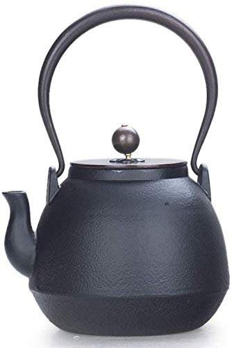 OQHAIR Juegos de té Simples y creativos Hierro Fundido Hierro Hecho a Mano Olla de Hierro Cubierta de Cobre Vigas Ollas de Hierro Fundido Olla Grande Hierro Fundido Oxidado sin recubrimie
