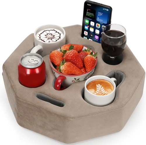 Couch-Becherhalter, Kissen, Sofa-Becherhalter, Couch-Getränkehalter, achteckig, Couch-Caddy mit Getränkehalter für Kaffeetasse, Telefon, Fernbedienung, Couch-Getränkehalter für Bett, Auto, Sofa,