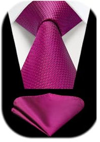 Enlision Corbata Y PañUelo De Bolsillo Rosa Fucsia Para Hombre Corbata Y PañUelo De Bolsillo Para Boda Formal De Negocios