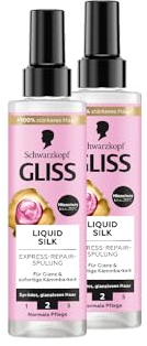 Gliss Express-Repair-Spülung Liquid Silk (2x 200 ml), Haarspülung für außergewöhnlich weiches Haar, Pflegespülung mit Hitzeschutz bis zu 230 °C
