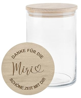 mamir home Abschiedsgeschenk Erzieherin mit Herz | Lehrerin mit Herz Geschenk | personalisierte Geschenke Erzieherin | Vorratsglas (Danke für die schöne Zeit + Name, Höhe 16,0cm)