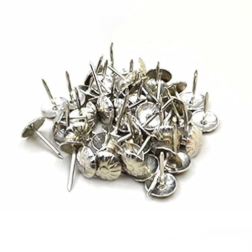 Hrlace Polsternägel Messing Blume Dekorativ Nägel Vintage Antik Polsternägel 11x 17mm Zier-Kopf-Nägel Polsterung Sofa Tacks für Sofa Kopfteil Stuhl Möbel mit Polsternägel Silber 300 Stück