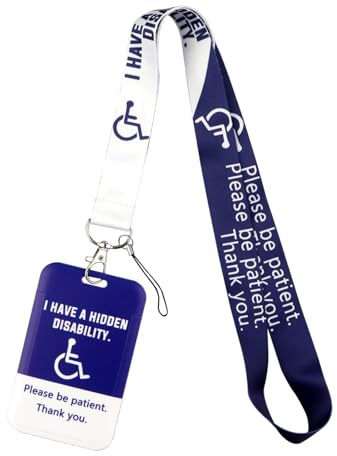 Schlüsselband für Behinderte, mit Kartenhalter, Ausweishalter, blauer Ausweishalter, für Herren und Damen, Schlüsselanhänger mit Clip, Kartenhalter
