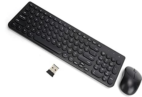 Combo de teclado inalámbrico y ratón, juego de ratón y teclado ergonómico silencioso, receptor USB Plug-and-Play, con tecla redonda, microinterruptor silencioso, adecuado para biblioteca, ca