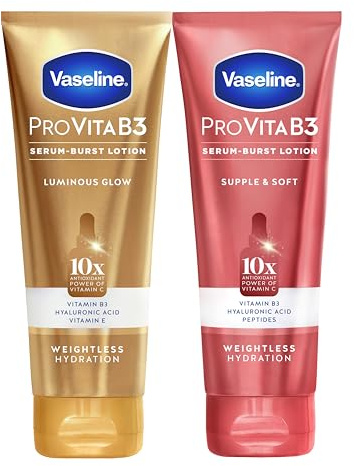 Vaseline Pro VitaB3 Skin Care Serum Burst for Healthy, Glowing Skin Luminous Glow & Supple & Soft 10x Antioxidant Power of Vitamin C with Vitamin B3, Hyaluronic Acid 7.5 fl oz 2Pk