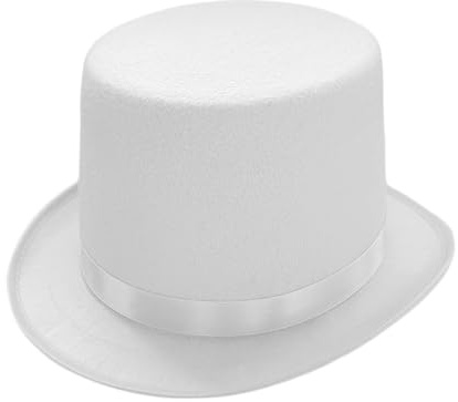 Sombreros de copa para hombres y mujeres, Sombrero de copa blanco de poliéster victoriano clásico Sombrero de copa retro británico agradable para la piel para Halloween Cosplay Performance Sombrero de