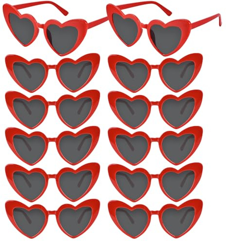 NACHLYNN 4/12/24 Stück Herzen Sonnenbrille, Retro Party Brille Damen Herren Polarisiert Love Herz für Hochzeit, Urlaub Feier, Outdoor & Foto-Shooting