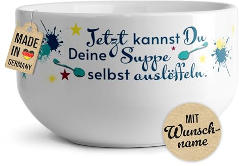 Print Royal PR Müslischale mit Name selbst gestalten - Erste eigene Wohnung - Geschenke zum Auszug, Einzug, Einweihungsgeschenk | Personalisierte Geschenke, Keramik, 500 ml