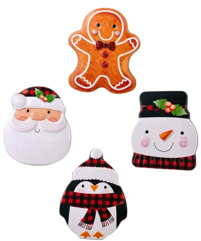 AUTSUPPL Christmas Candy Tins and Tinplate Cookie Tin with Lid, 4pcs Holiday Storage Box Set, Decorative Xmas Treat Container for Biscuits and Sweet Packaging