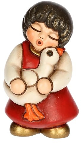 THUN, Mädchen mit Gans aus hochwertiger Keramik, Kollektion Klassische Krippe, Weihnachtskrippenfiguren zum Sammeln, 3,6 x 3,6 x 6,2 cm