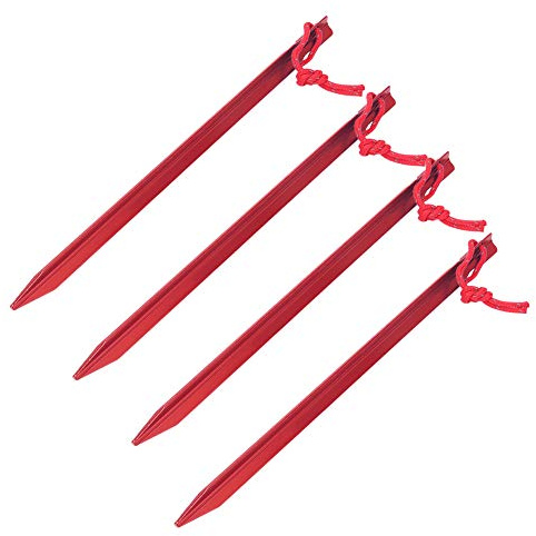4 Stück 23 cm Aluminium Oy Cam Zelthering und Nagelpfähle, Ultraleichtes und Verlängertes Design für Outdoor-Camping, Rote Farbe (Rot (4 für 1 verkauft))