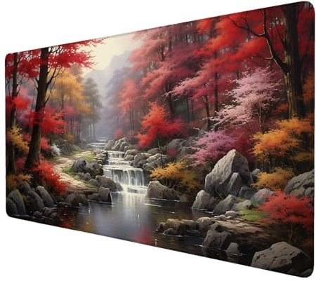 Mauspad Herbst, Mauspad XXL 1000x500 mm, Großes Schreibtischunterlage mit Landschaft Motiv, Gaming Mousepad mit Einer Speziellen Oberfläche Verbessert Geschwindigkeit und Präzision, für Gaming, V-2
