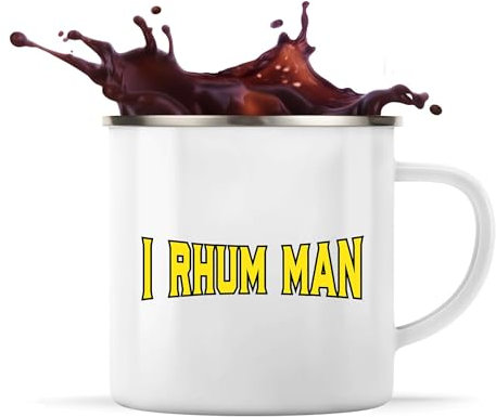i rhum man Tasse Métal Pas Cher 360 ml Mug Émaillé Métallique | Idée Cadeau Alcool Humour Original Drôle Apéro Anniversaire Fête Soirée Unique