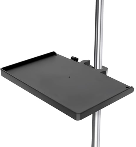 Mic Stand Tray & Clamp On Shelf - Heavy Duty Adjustable Clamp Shelf,Tripod Tray for Music Sheets, Streaming Gear, TV Cart, Speaker Stand Accessories (8.7x6.5inch) (20x14cm)