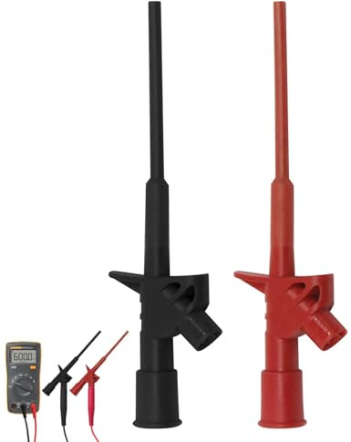 Messspitzen für Multimeter,2 Stück Multimeter Kabel Prüfsonde,Isolierte 10A Krokodilklemme Prüfsonde mit 4mm Bananenbuchse,Abnehmbare Sonde Kabel Schwarz + Rot