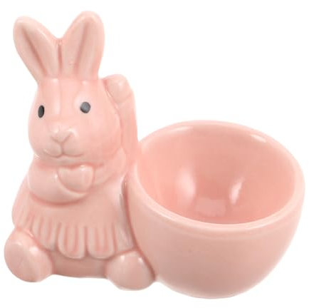 Cabilock Coquetier en Céramique Lapin Rose Mini Format Compact Multifonction pour Petit-déjeuner Décoration De Table Salon Chambre Bureau