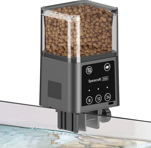 Comedero automático para acuario, comedero automático para peces, con tres modos de alimentación programados, 320 ml para la alimentación de acuarios en vacaciones, alimentación de precisión