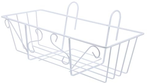 BESPORTBLE European Style Hanging Flower Rack for Railing White Iron | Smooth Surface, Convenient to Use, Suitable for Living Spaces and Places with Railings