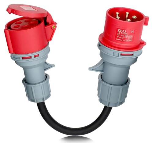 SGZIOO 32A auf 16A Adapter, Cee Adapter 32A auf 16A, 5-Polig Cee Stecker, 5 * 2.5 mm² Starkstromkabel 16A 415V, IP44 Schutz, für Elektroauto Zubehör, Werkstätten, Baustellen und Industrie