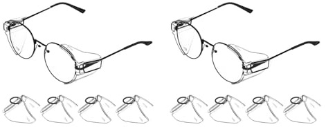iplusmile Safety Glasses Side Shields 4 Pairs Clear Clip-on Eye Protection Flap for Work Safety and Outdoor Use