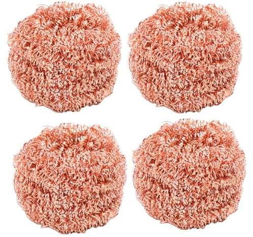 4 Pièces Éponge Cuivre Vaisselle - Gratounette Cuivre Cuisine, Brosse de Nettoyage Pots Casseroles