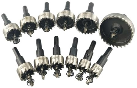 Juego de 12 brocas de corona HSS de 15-50 mm for sierras de corona de acero de alta velocidad, for aleación de metal, acero inoxidable, herramienta de corte de madera.