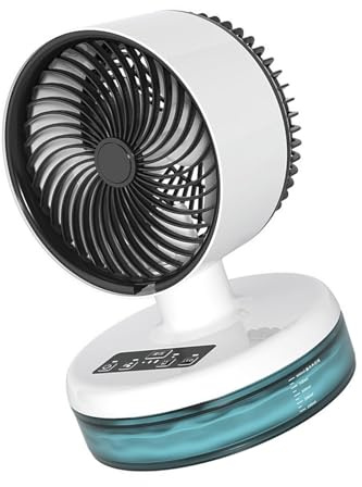 DEKKRYNFV Ventilador de nebulización portátil grande de 900 ml, alimentado por USB, para acampar con luz LED, pequeño radiador eléctrico móvil con alimentación USB
