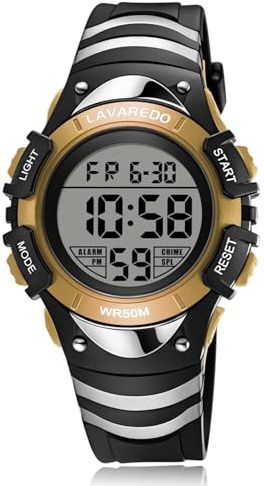 Timever Boys Watch Kids Watch, Boys Digital Watches with LED Backlight/Stopwatch/Alarm,Waterproof Outdoor Multifunctional Sport Kids Watches for 3-12 Year Old Boys Girls-Gold