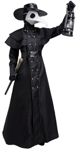 LIOEUE Costume Completo Dottore Della Peste - Outfit Medievale Cosplay Con Maschera, Cappello E Guanti Per Carnevale E Halloween (Tornei maschili,2XL)